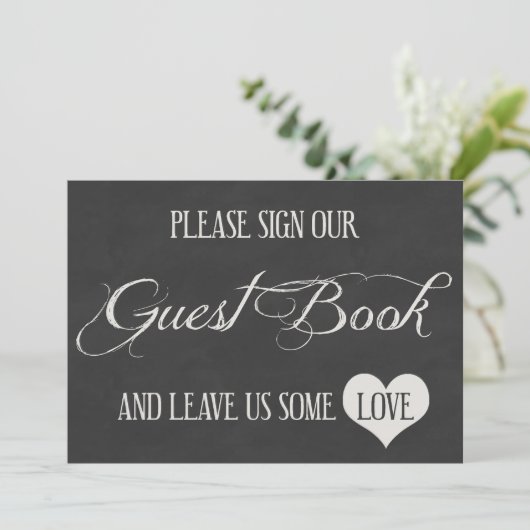 Invitation Cœurs de tableau noir mariage | Livre d'or (Debout devant)