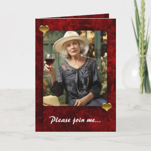 Invitation Coeurs de vacances rouges avec porte photo