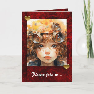 Invitation Coeurs de vacances rouges avec porte photo