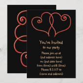 Invitation Coeurs de vaillance rouge et noir (Devant / Derrière)