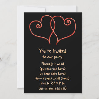 Invitation Coeurs de vaillance rouge et noir