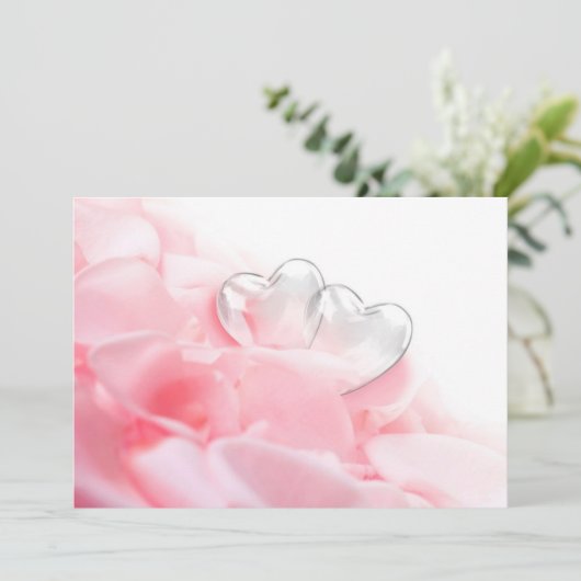 Invitation Coeurs de verre romantique Heureuse Sainte-Valenti (Debout devant)