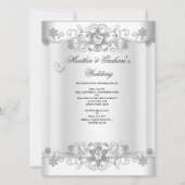Invitation Coeurs diamant blanc argenté mariage (Dos)