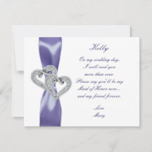 Coeurs Diamants Bleu Violet Maid Of Honor Card