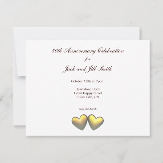 Invitation Coeurs d'or (Dos)