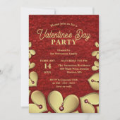 Invitation Coeurs d'or de luxe avec Red Gems Saint Valentin (Devant)