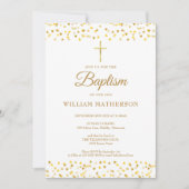 Invitation Coeurs d'or élégant Baptême Christening  (Devant)