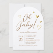 Invitation Coeurs d'or moderne Neutre Oh Baby shower (Devant)