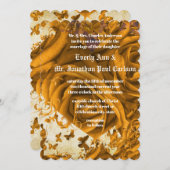 Invitation Coeurs d'or rose et Mariage Rose (Devant / Derrière)