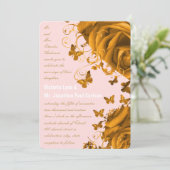 Invitation Coeurs d'or rose et Mariage Rose (Debout devant)