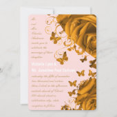 Invitation Coeurs d'or rose et Mariage Rose (Devant)