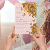 Invitation Coeurs d'or rose et Mariage Rose