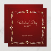 Invitation Coeurs d'or Saint Valentin (Devant / Derrière)