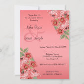 Invitation Coeurs d'or sur la douche de Coral Satin Couple (Dos)