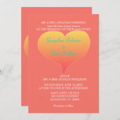 Invitation Coeurs du coucher de soleil de corail (Devant / Derrière)