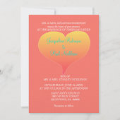 Invitation Coeurs du coucher de soleil de corail (Devant)