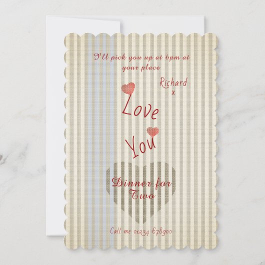 Invitation Coeurs du dîner Valentine (Dos)