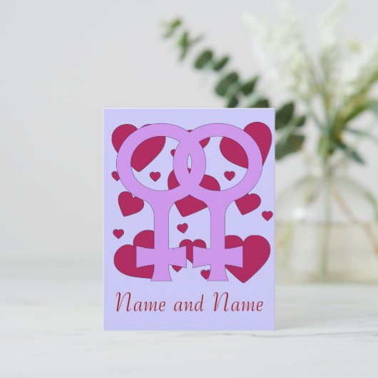 Invitation Coeurs du mariage lesbien (Debout devant)