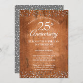 Invitation Cœurs en argent pour 25e anniversaire de mariage B (Devant / Derrière)