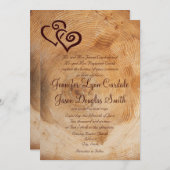 Invitation Coeurs en bois de pays rustique épousant des (Devant / Derrière)