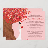 Invitation Coeurs en chute Fête de l'mariée d'automne de chên (Devant / Derrière)
