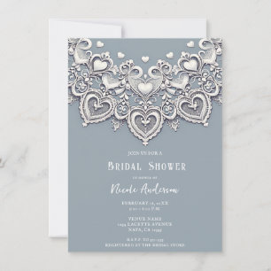 Invitation Cœurs en dentelle blanche Charme romantique Récept