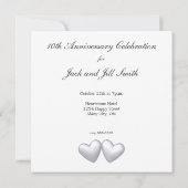Invitation Cœurs en fer-blanc du 10e anniversaire (Dos)