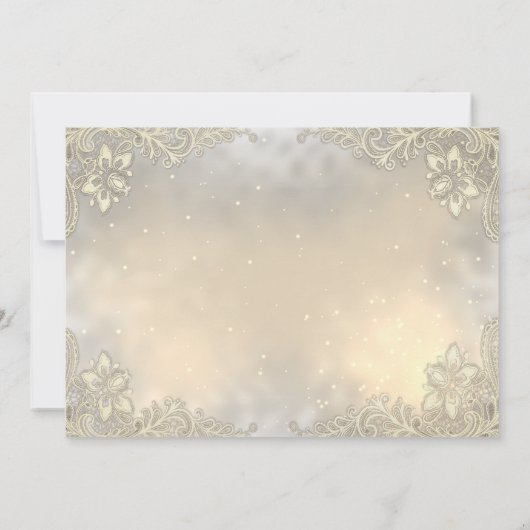 Invitation Cœurs en or élégants Mariage dentelle RSVP (Dos)