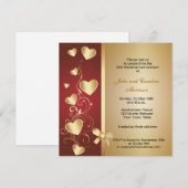 Invitation Cœurs en or pour le 50e anniversaire (Devant / Derrière)