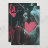 Invitation Coeurs enmêlés : Ange & Diable (Devant / Derrière)