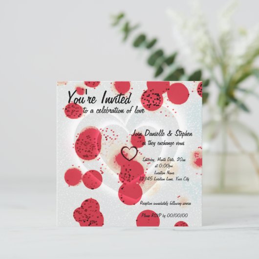 Invitation Cœurs Éparpillés (Debout devant)