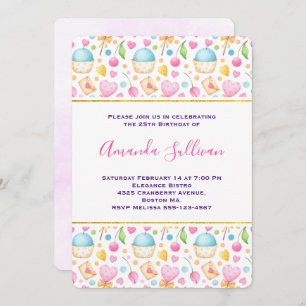 Invitation Coeurs et amour délicieux Motif d'aquarelle