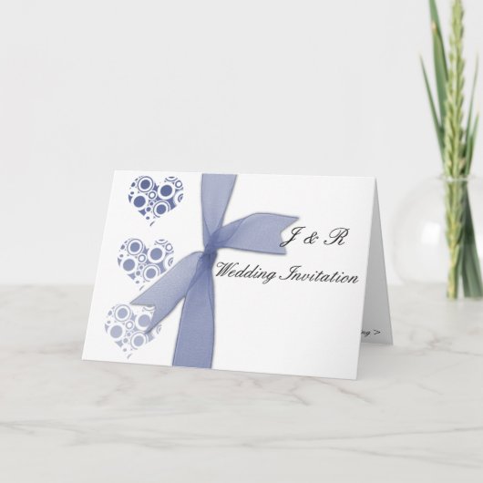 Invitation coeurs et arcs bleus (Devant)