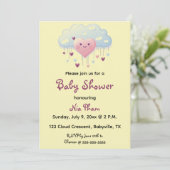 Invitation Coeurs et Baby shower nuageux modifiables (Debout devant)