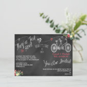 Invitation Coeurs et bicyclette Chalkboard Post-Mariage Invit (Debout devant)