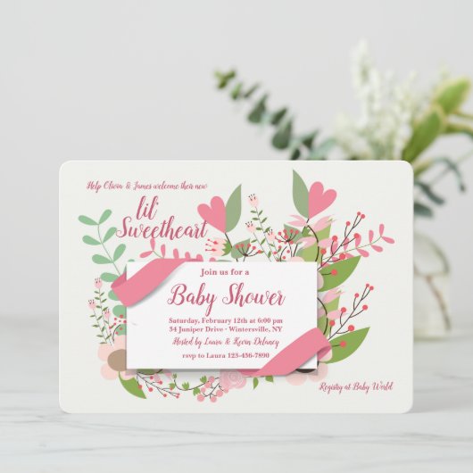 Invitation Coeurs et Fleurs (Debout devant)