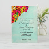 Invitation Coeurs et fleurs de Doodle mignon Mariage (Debout devant)