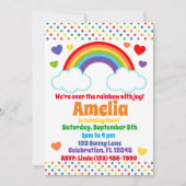 Invitation Coeurs et points arc-en-ciel Filles Anniversaire (Devant)