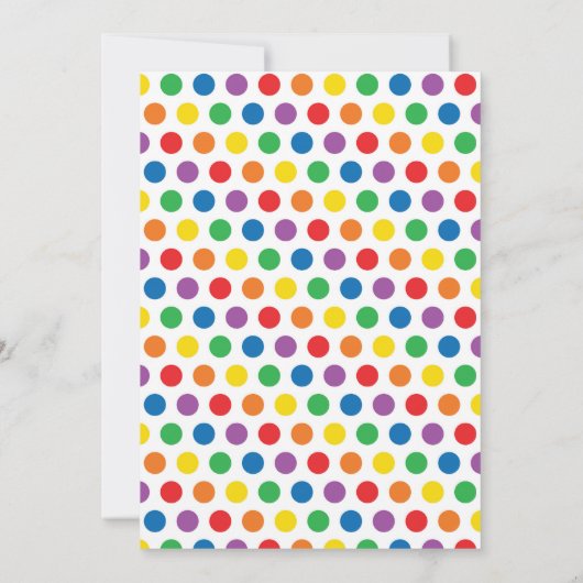 Invitation Coeurs et points arc-en-ciel Filles Anniversaire (Dos)