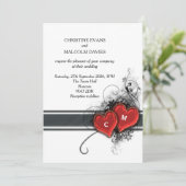 Invitation Coeurs et rouleaux (Debout devant)