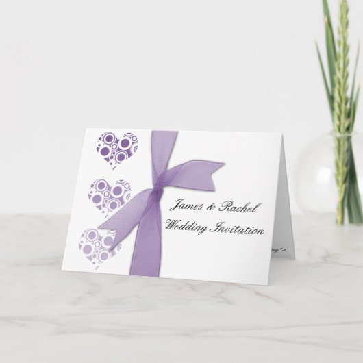 Invitation Coeurs et rubans (Devant)