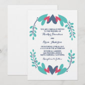 Invitation Coeurs et vignes Mariage Inviter (Devant / Derrière)