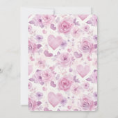 Invitation Cœurs Fleurs Roses Violettes Anniversaire (Dos)