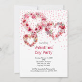 Invitation Coeurs floraux roses Saint-Valentin (Devant)