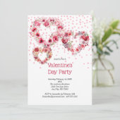 Invitation Coeurs floraux roses Saint-Valentin (Debout devant)