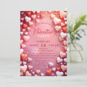 Invitation Coeurs flottants romantiques Saint-Valentin (Debout devant)