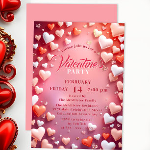 Invitation Coeurs flottants romantiques Saint-Valentin