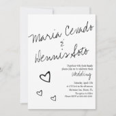 Invitation Coeurs flottants simples Mariage de script (Devant)