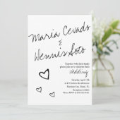 Invitation Coeurs flottants simples Mariage de script (Debout devant)