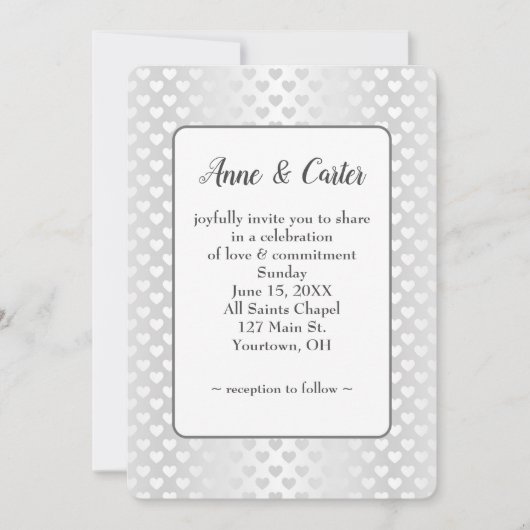 Invitation Coeurs Mariages blancs Shimmer (Devant)